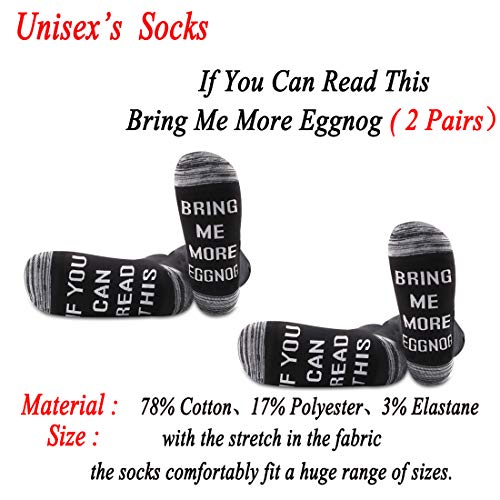 JXGZSO 2 Pairs Eggnog Lover Socks Eggnog Gift If You Can Read This Bring Me More Eggnog Socks2