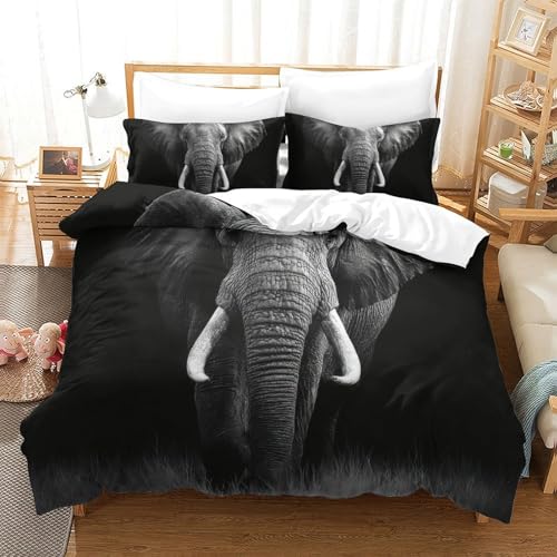 Housse couette éléphant impression 3D microfibre zippée King size - 2