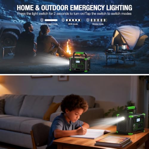 Image of Portable Power Station 500W Solar Generator 519Wh for Outdoor Home Backup | with 2x AC Outlets, 60W USB-C PD Fast Charging, 10-Port with Wireless Charger, Pure Sine Wave, Camping RV Travel Emergency