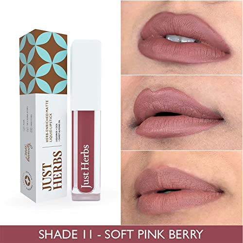 Just Herbs Ayurvedic Creamy Liquid Lipstick- Soft Pink Berry - Image 4