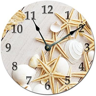 STARFISH AND SEA SHELLS CLOCK Extra Large 15.5&quot to 16&quot Wall Clock - Beachy Wall Clock