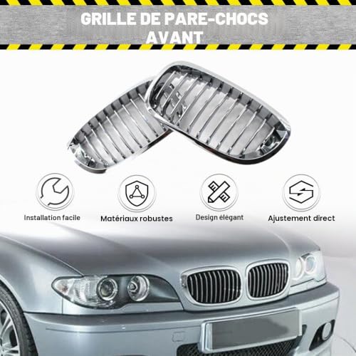 Grille de calandre avant BMW E46 2003-2006 en ABS chromé résistant - 2