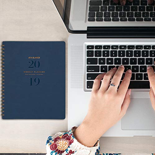 At-A-Glance 2019 Weekly & Monthly Planner, 8-1/2" X 11", Large, Wirebound, Signature, Navy (Yp90520) #TOP1