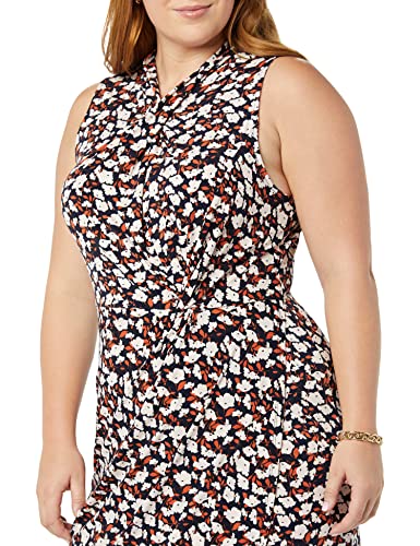 Image of Amazon Essentials Women's Sleeveless Faux Wrap Dress with Crossover Twist Neck