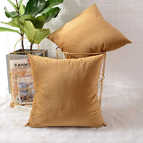 Image of Modern Homes (Pack of 2) Velvet Cushion Covers Plain Sofa Cushion Covers Pillow Covers for Living Room and Bedroom (16x16 inches, Brown)