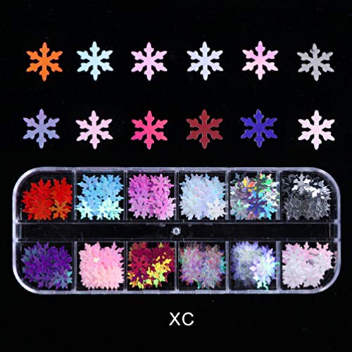 Lurrose Schneeflocke Pailletten 3 Boxen holographische Schneeflocke Nagel Glitter Weihnachten dünne Nagel Flocken… – Bild 4