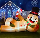 EAONE 10FT Christmas Inflatable Outdoor Decoration, Giant Christmas Blow Ups Yard Decorations Inflatable Gingerbread Man Lying Flat with Built-in LED Lights for Garden, Lawn, Home Xmas Holiday Decor