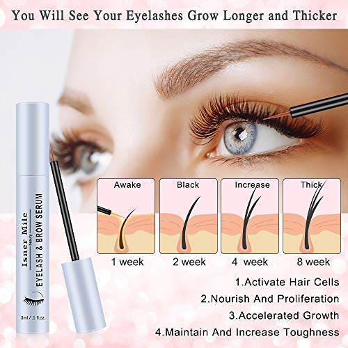 Eyelash Growth Serum, Natural Lash Boost Serum Brow Growth Enhancer for Longer, Fuller Thicker Lashes & Brows - Dermatologist Certified, 3ml