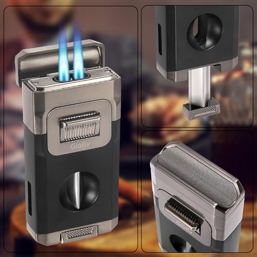 Encendedor de antorcha doble llama recargable miniatura 2