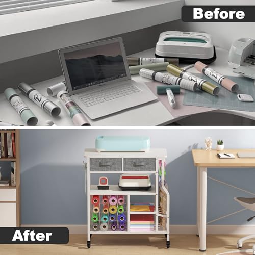 Image of Organizers and Storage Compatible with Cricut Machines, White