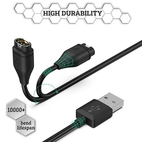 Miniatura 3 de Paquete de 2 cables de carga para Garmin Fenix con revestimiento de silicona 3.3 ft3.2 pies Compatible con Garmin Fenix Series 5, 6, 7, Forerunner