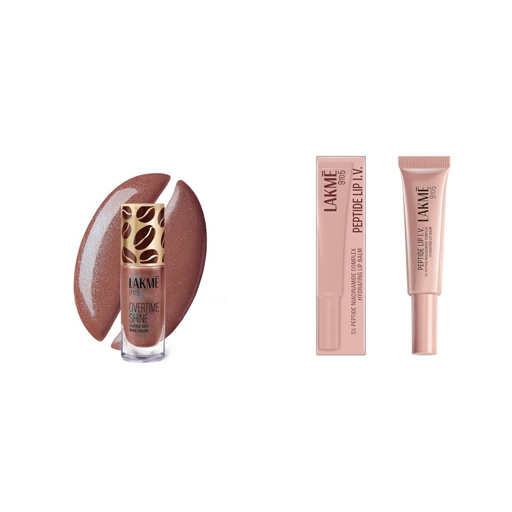 Lakme 9 to 5 Overtime Shine Nail Polish - Coffee Edit-13 Brew-tifulDay 6ml Lakme Peptide Lip IV with 5% Peptide-Niacinamide Complex, For Intense Hydration With A Serum-Like Texture-picture-27