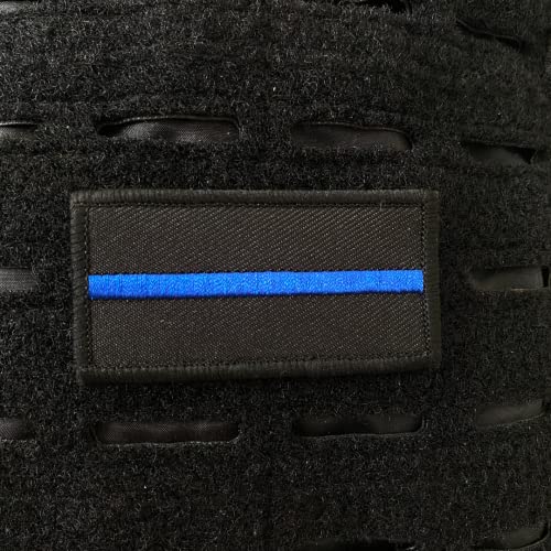 POLIZEIMEMESSHOP Thin Blue Line Textilpatch mit Klett - Polizei - Blaue Linie - Police - Solidarität