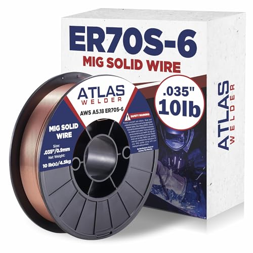 ATLASWELDER Solid MIG Welding Wire ER70S-6 .035 Inch 10LB with Low Spatter and High Levels of Deoxidizers for All Position Gas Welding