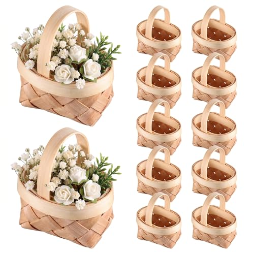 Mini Woven Baskets with Handles 12 Pack Mini Flower Girl Basket for centerpieces Farmhouse Miniature Flower Storage Containe for Easter Wedding Party Favors Arts and Crafts Photography Prop