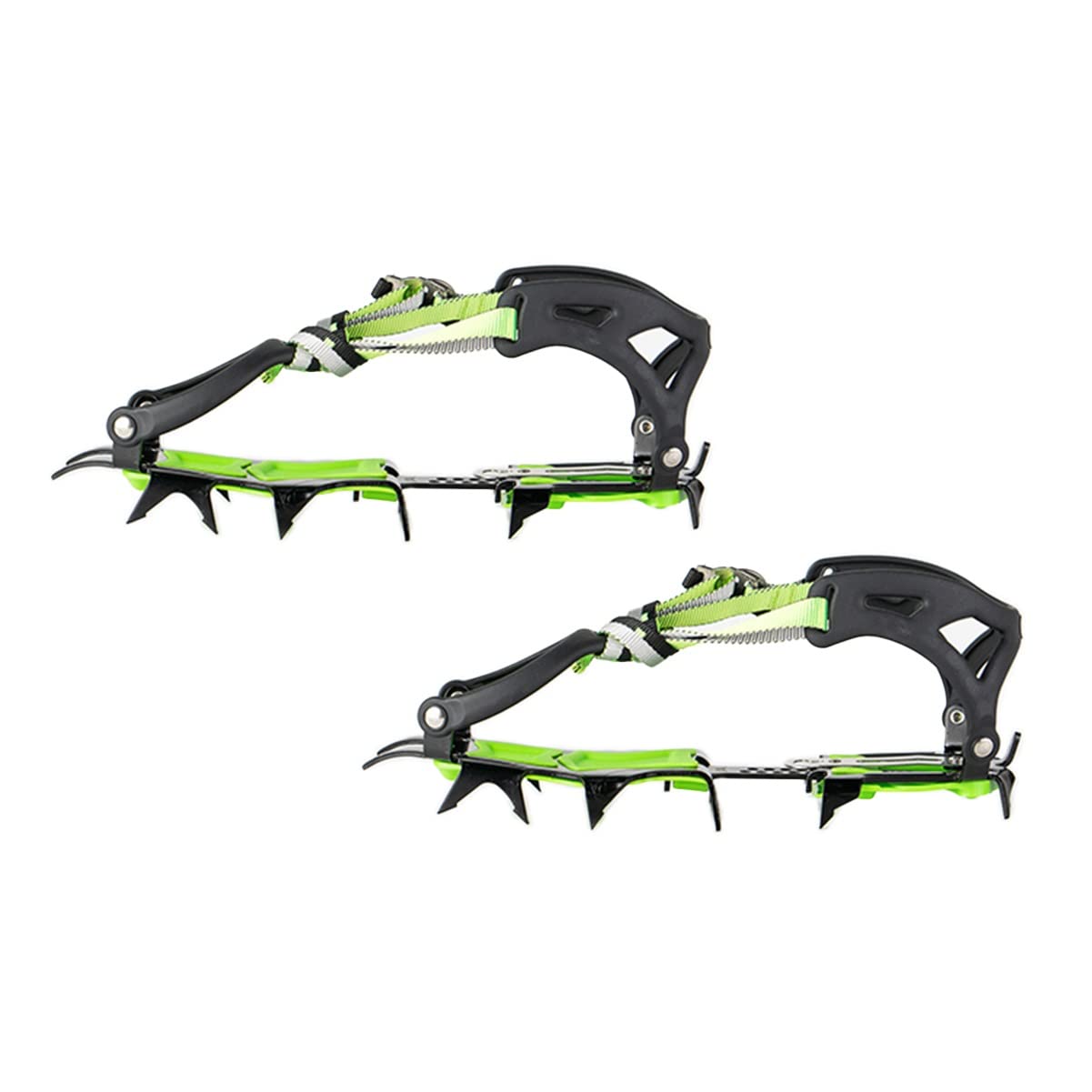 14 dientes Anti Slip Garras de hielo, ajustable Bundled Crampones de hielo, de acero de alto manganeso Cleat, hielo pinchos de tracción para los zapatos y las botas de senderismo Camping Moutaineering