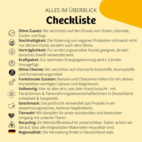 BugBell 400g Nassfutter, Pflanzlich & Vollwertig, Purinarm , Napferlebnis mit Jackfrucht, für aktive Hunde, Banane & Chia & L-Carnitin als Energielieferanten, hergestellt in DE