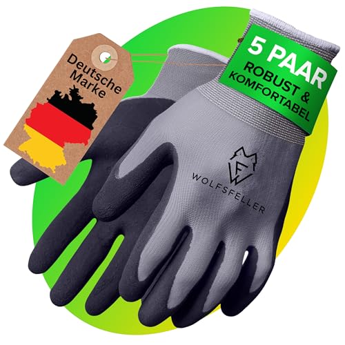 WOLFSFELLER Premium Arbeitshandschuhe Herren Gr 11 | 5 Paar Robuste & Komfortable Montage-Handschuhe Damen | Mit Langlebiger Nitril-Beschichtung WOLFSFELLER Premium Arbeitshandschuhe Herren Gr 11 | 5 Paar Robuste & Komfortable Montage-Handschuhe Damen | Mit Langlebiger Nitril-Beschichtung