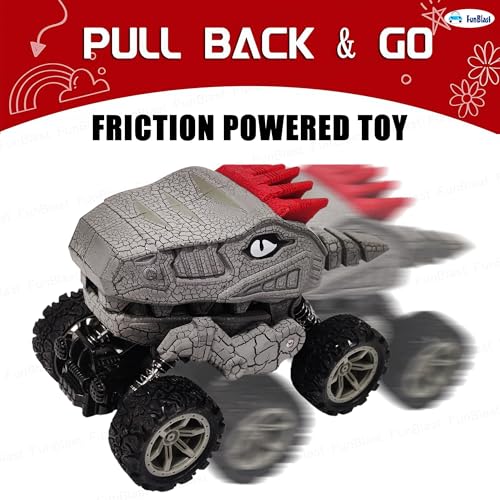 Image of FunBlast Rock Crawler Toy for Kids - 4X4 Big Wheel Drive Push & Go Dinosaur Car Toy, Monster Truck Toys for Kids for 3+ Years Toddlers, Boys, Girls (Grey)