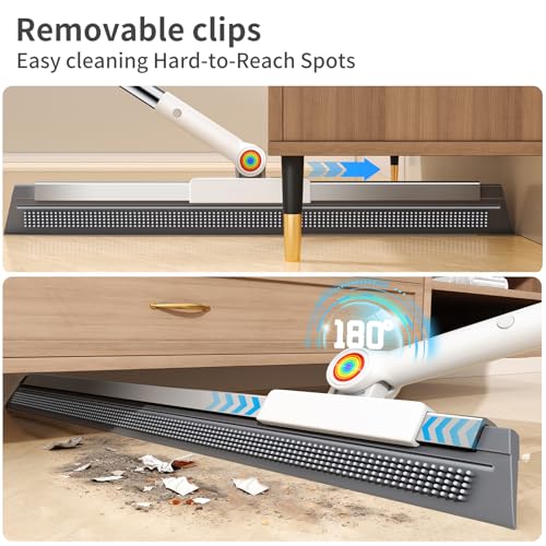 Image of Floor Squeegee for Concrete Floor, Squeegee for Floor with 180 Rotating Head & 63 inch Long Handle, Garage Squeegee Broom for Epoxy Floor, Pet Hair, Water Removal, Bathroom Tile, Shower Glass, Carpet
