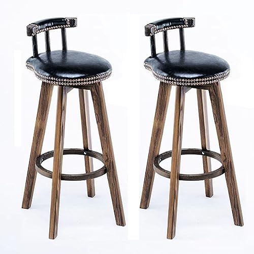Taburetes de bar clásicos vintage con respaldo, juego de taburetes de bar con altura de mostrador de cocina de granja de 2,29 pulgadas con taburetes de bar de madera giratorios tapizados The vast