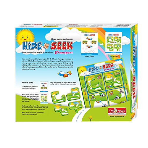 Image of toymate Hide N Seek Transport Puzzle Game for Kids (5+ Years) | 48 Brain Teasing Challenges | Logic & Problem Solving Educational Toy | Vehicle & Travel Themed Single Player Game