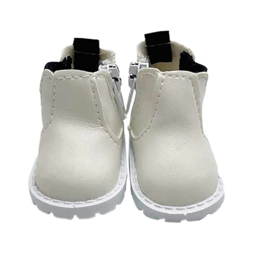 niannyyhouse Leather Shoes Length 5.5cm Suitable for 1/6 BJD 8in 20cm Plush Doll (White)