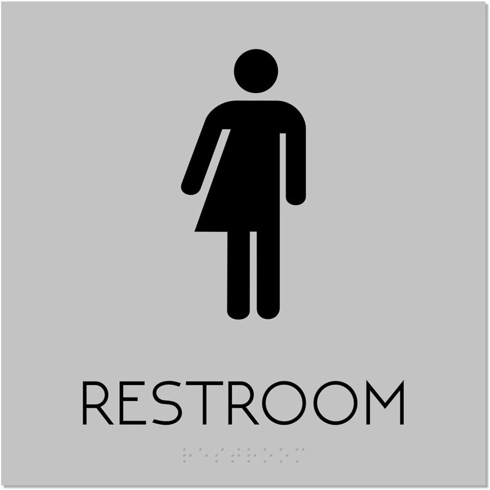 Gender Neutral Restroom Sign 8 x 8 with Braille - ADA Compliant (Gray/Black)