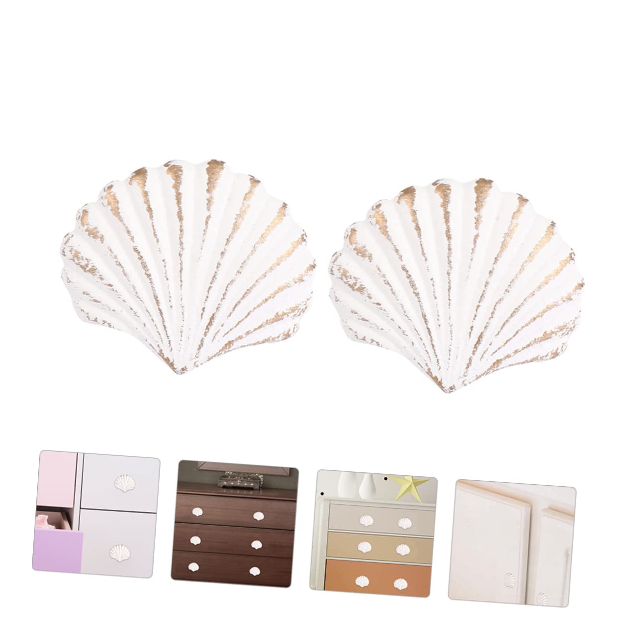 HOUDERCO Furniture Knobs 2pcs Drawer Pulls Vintage Knobs Shells for Kitchen Cabinet