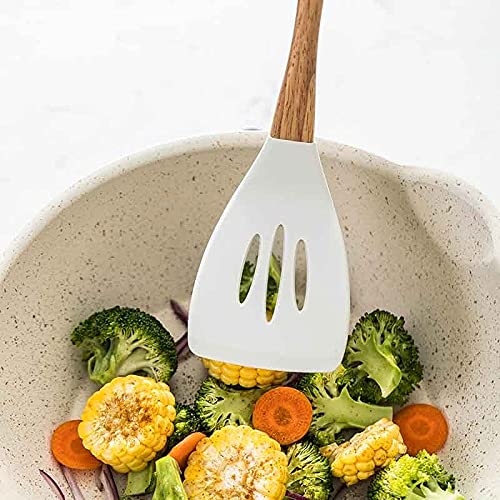 Ustensiles de cuisine en silicone blanc : lot avec passoire et cuillère