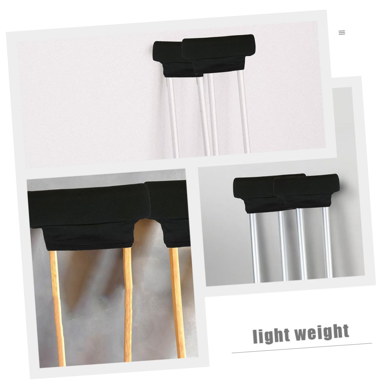 Ipetboom 2juegos Almohadillas Para Muletas Empuñaduras Cojines Para Axilas y Soporte Para Adultos Diseño Ergonómico Negro