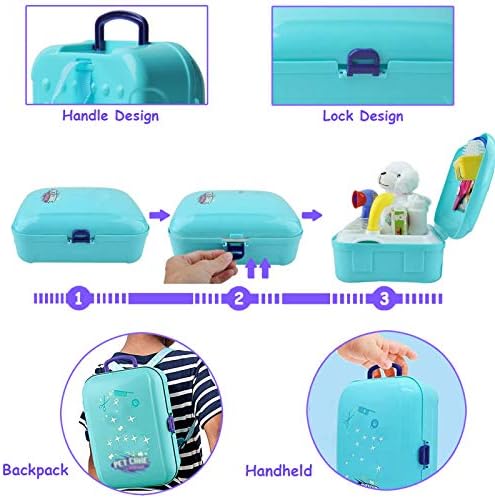STAY GENT Vet Role Play for Kids, Pet Care Kit Toy Children Doctors Set Grooming Feeding Dog Backpack, Plush Puppy Dog Pretend Play Kit Learning Backpack Gifts for Boys and Girls 3 4 5 6 Years Old