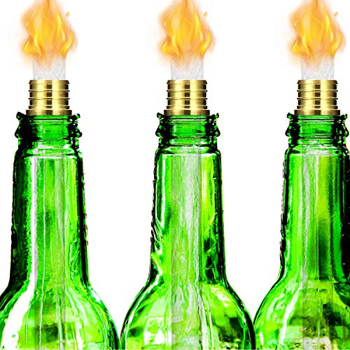 EBaokuup 16 Pieces Wine Bottle Torch Kit - 0.5 x 13.8 Inch Fiberglass Replacement Wicks, Bottle Torch Wicks, Brass Torch Wick Holders for Wine Bottle Torch, Tiki Torche, Patio Garden Light, Oil Lamp - Thumbnail 5