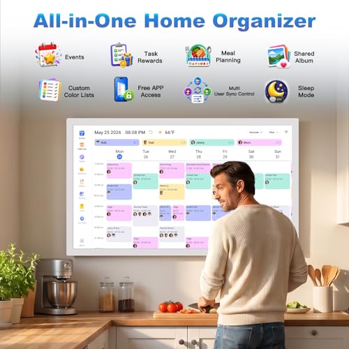 Image of 32 inch Digital Calendar Electronic-eCalendar WhiteBoard-Wall-Planner- Digital-Frame Touchscreen, Star Reward, Sync Online via APP, Meal Planner, No Subscription Chore Chart, Wall Mount, Gifts for Mom Dad