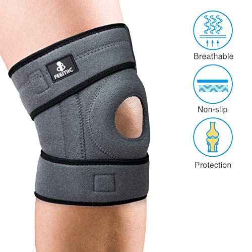 Support de genou pour hommes et femmes, manchon de compression du genou avec stabilisateur de rotule ouvert pour déchirure du ménisque, course à pied, arthrite, LCA, sports et récupération des blessures