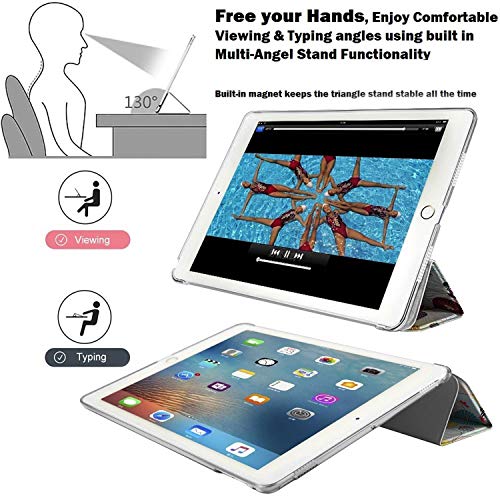 Image of DuraSafe Cases iPad PRO 12.9 2 Gen 2017 [ iPad 12.9 Inch 2nd ] A1670 A1671 MQDC2HN /A MQDD2HN /A MQDA2HN /A MP6H2HN /A Trifold Printed Hard Smart PC Transparent Back Cover - Yarn Flowers