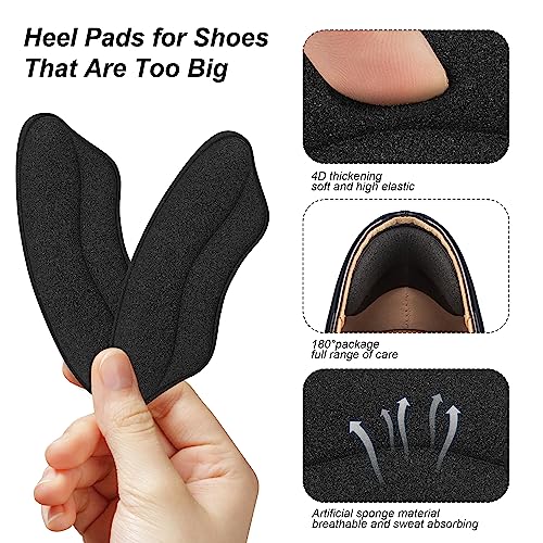 Image of Foam Heel Pads for Shoe that are Too Big Inserts Heel Grips, Back of Heel Cushions Protectors Liner Heel Slip Pads,Blisters,Shoe Filler for Loose Shoe (Black)