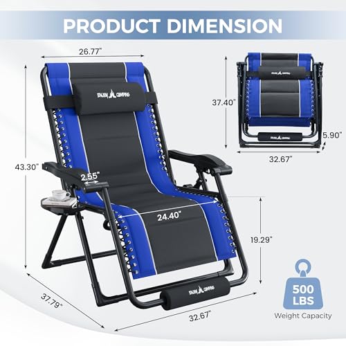 Image of UDPATIO Oversized Zero Gravity Chair Outdoor Padding Folding Recliner