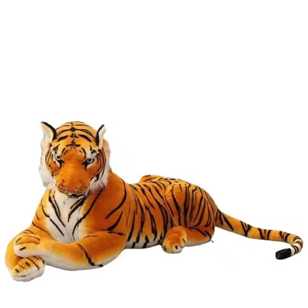 Stuffed Animals-Tiger 65cm (including tail size), large plush toy tiger, stuffed animal cat, suitable for jungle theme, decoration, cuddling, gift for boys and girls! (Brown color)
