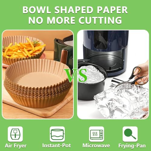 Image of 100 PCS Air Fryer Paper Sheet Parchment Paper Liners - Non-Stick, Heat Resistant, Baking Paper - Disposable, Food-Grade, Grease-Proof Sheets. (Round Paper- 8 INCH)