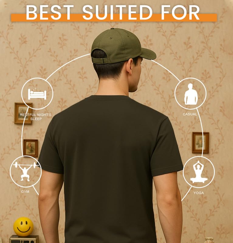 Image of Sleepynuts Men's Regular Fit Round Neck Half Sleeves Solid Casual Wear T-Shirt