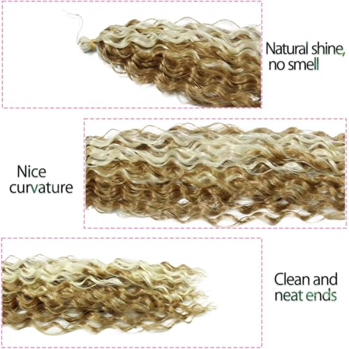 Dsoar Deep Wave Braiding Hair Deep Twist Wavy Synthetic Hair Highlight Curly Hair Extensions for Braids Ocean Wave Hair Bundles 22 Inch 3 Packs - Image 3