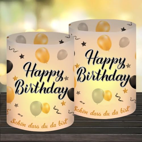Lot de 12 Lanternes Photophores Décoratives pour Anniversaire, Bougies Décoration pour Anniversaire Homme Femme, Happy Birthday, Convient pour Bougies...
