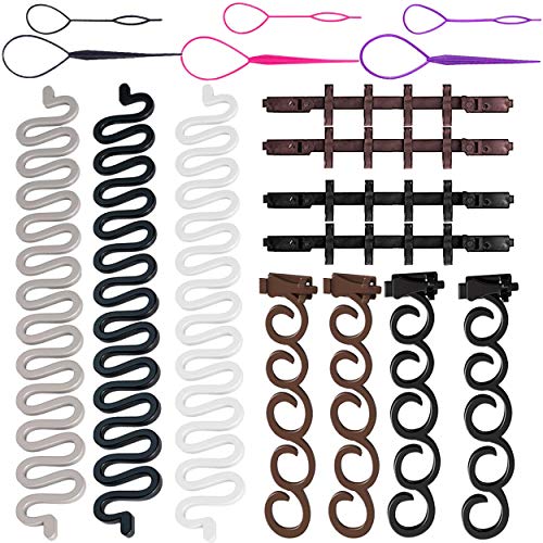 Hair Styling Set, Hair Design Styling Tools Accessories DIY Hair Accessories Hair Modelling Tool Kit Hairdresser Kit Set Magic Simple Fast Spiral Hair Braid (C)