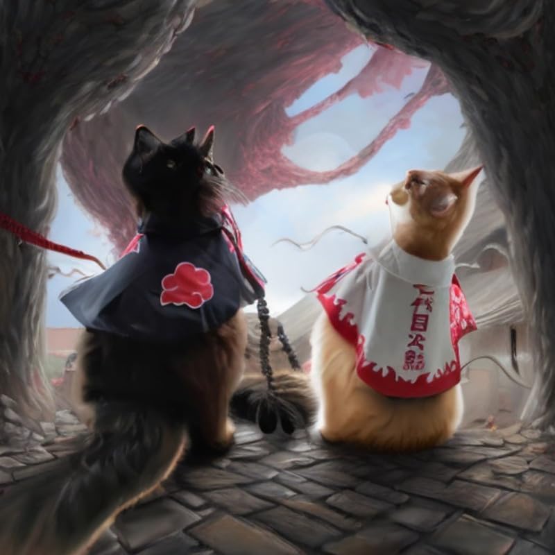 Miniatura 5 de ChoChoCho Disfraz de anime para perros y gatos, disfraz de capa ninja, ideal para Halloween, eventos de cosplay, adecuado para cachorros, mascotas