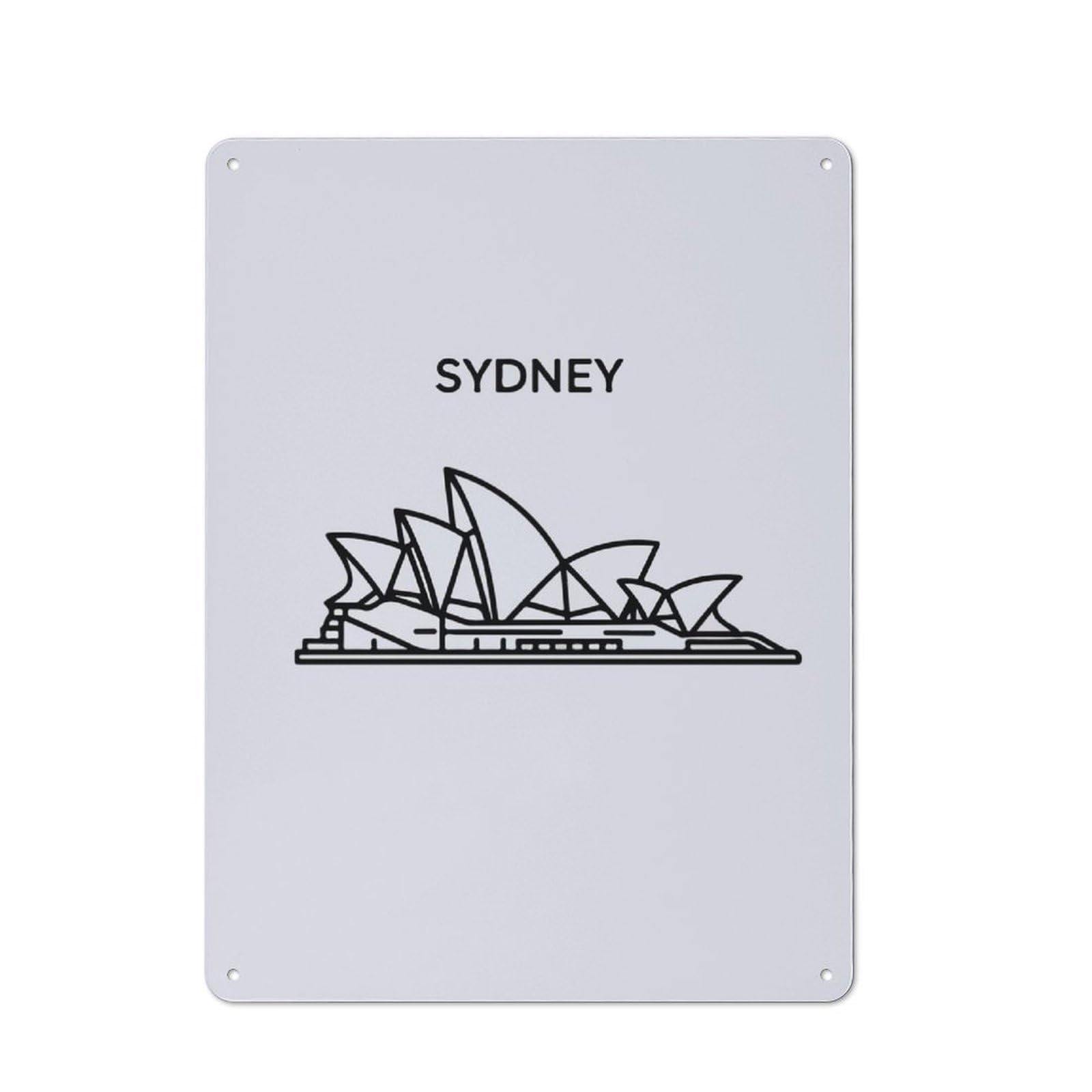 Junmoney Sydney Opera House Line Art Vintage Metal Wall Sign 40X30cm For Garage Or Workshop, For Metal Sign Collectors, For Garage And Workshop Walls
