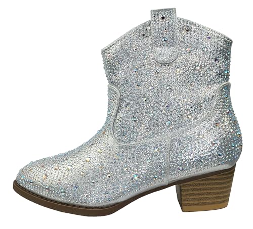 TruFox Girls Cowgirl Cowboy Rhinestone Boots Ankle Low Heel Dress Kids Booties2