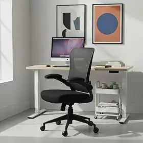Cadeira Escritorio Ergonomica e Confortável DT3 Vita com revestimento Mesh Spandex+Tecido Softex, braço retrátil até 90º,Espuma Injetada, Certificada NR-17(Black)