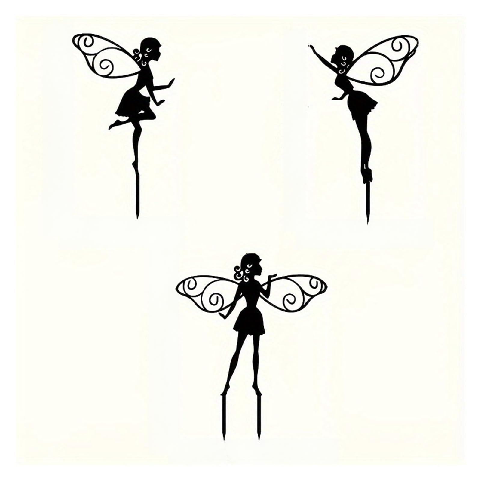 YONMLEDO Metal Flower Stakes Flower Fairy Silhouette Garden Stakes - Ground Inserts For Outdoor Decor, Perfect For Patio, Yard, And Lawn Art(2Set)