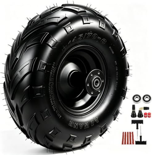 Image of 145 /70-6 Tires, Mini Bike Wheels Rim and Tires Assembly Kit Replacement for Coleman CT100U CC100X Baja DB30 Monster Mega Moto 80cc 105cc MMB80 Motovox Minibike Go Kart Parts Rear V-Tread Tire